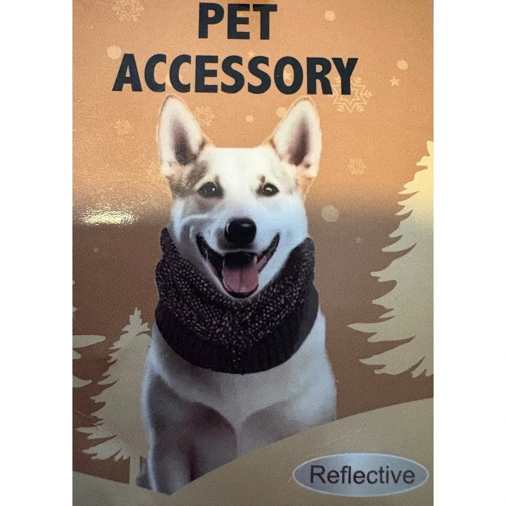 (A4) Reflective Knit Dog Snood Neck Warmer Marled Black White Pet Accessory NWT